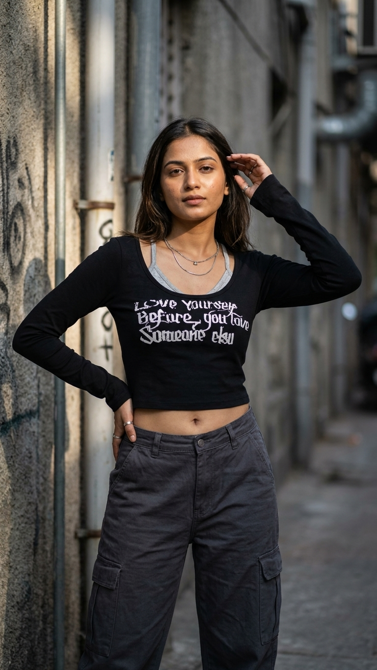 Layered Graphic Padded Crop Top