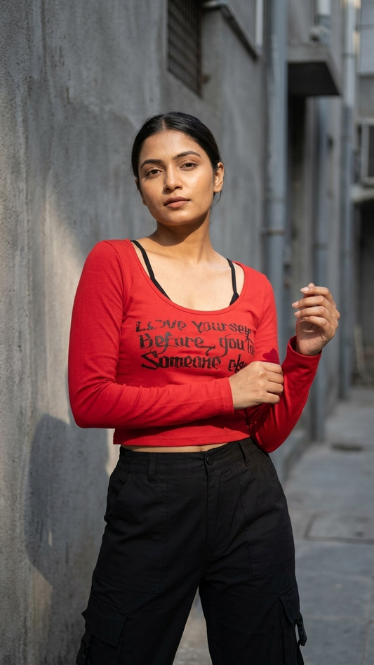 Layered Graphic Padded Crop Top