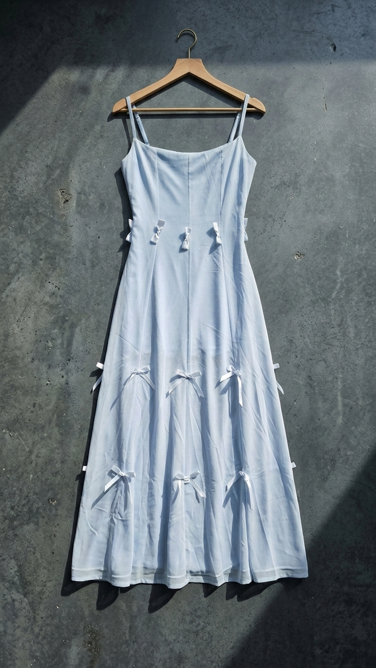 3 in 1 Adjustable Strap Multi-Wear Long Dress With Bow