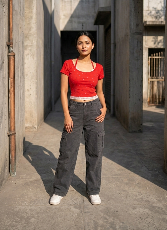 Layered Printed Padded Crop Top