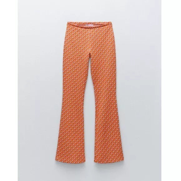 Zara Jacquard Knit Geometric Flare Pant