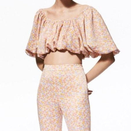 ZARA Puff Sleeve Crop Top