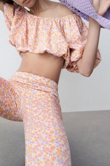 ZARA Puff Sleeve Crop Top